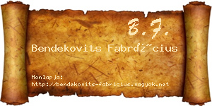 Bendekovits Fabrícius névjegykártya